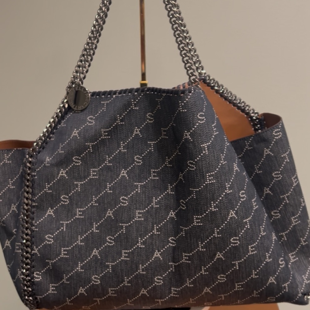 Stella McCartney Denim Logo Navy Falabella Reversible Tote With Pouch! NWOT!!!